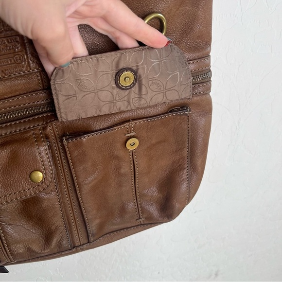Fossil Morgan Traveler Zip Top Brown Leather Crossbody Shoulder Bag - Picture 5 of 15